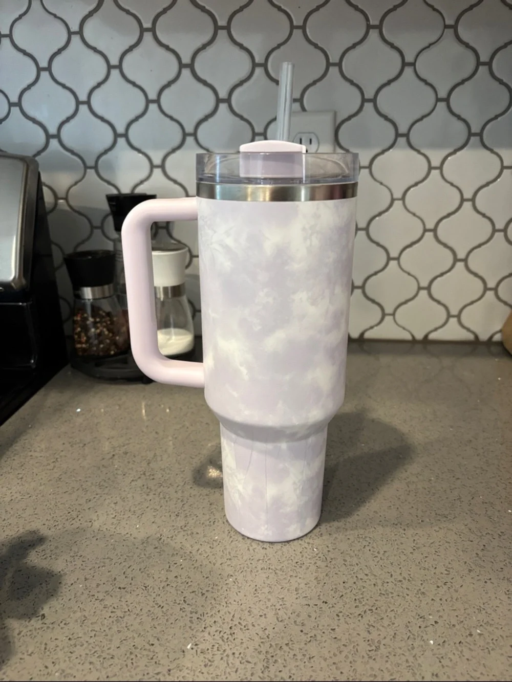 Stanley Lilac Marble Stainless Steel Tumbler with Handle and Straw - Picture 2 of 2